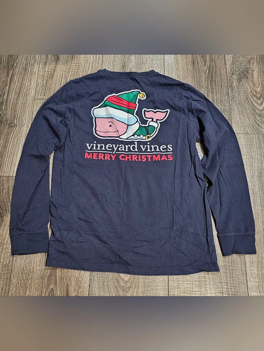 Vineyard Vines Size 12-14 (M) Navy Merry Christmas Whale Long-Sleeve Sweater
